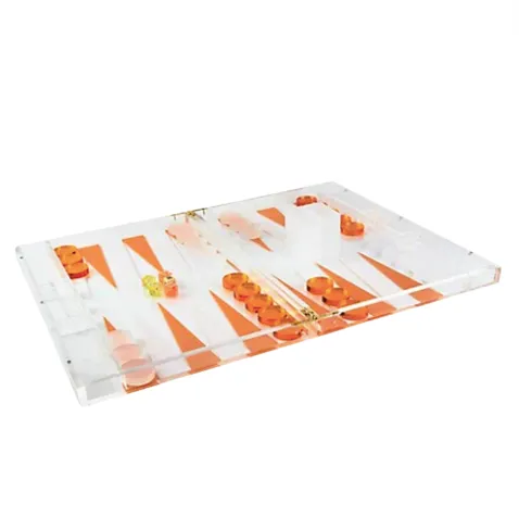 Deluxe Acrylic Backgammon Game - Orange