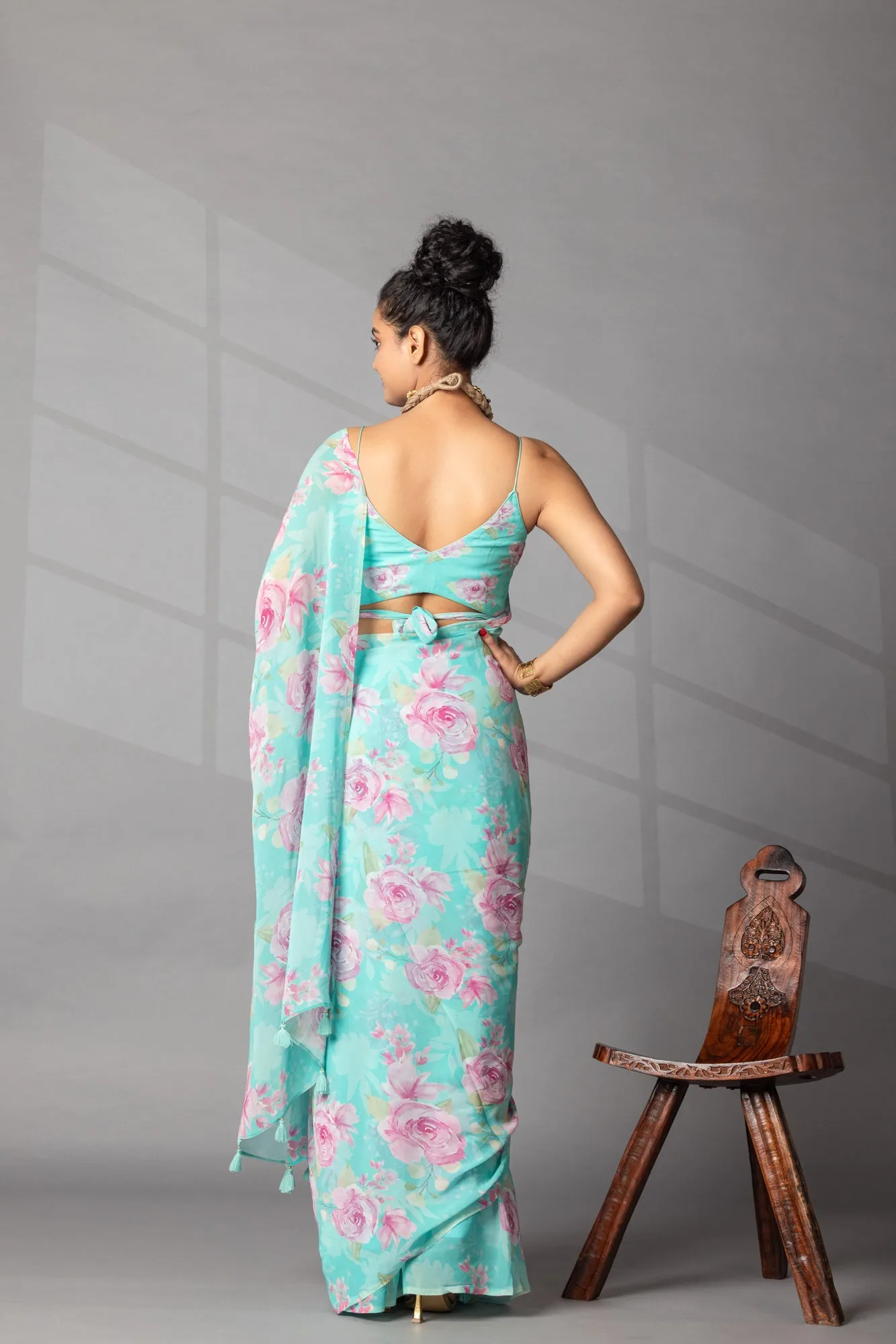 Digital Floral Printed Georgette Saree