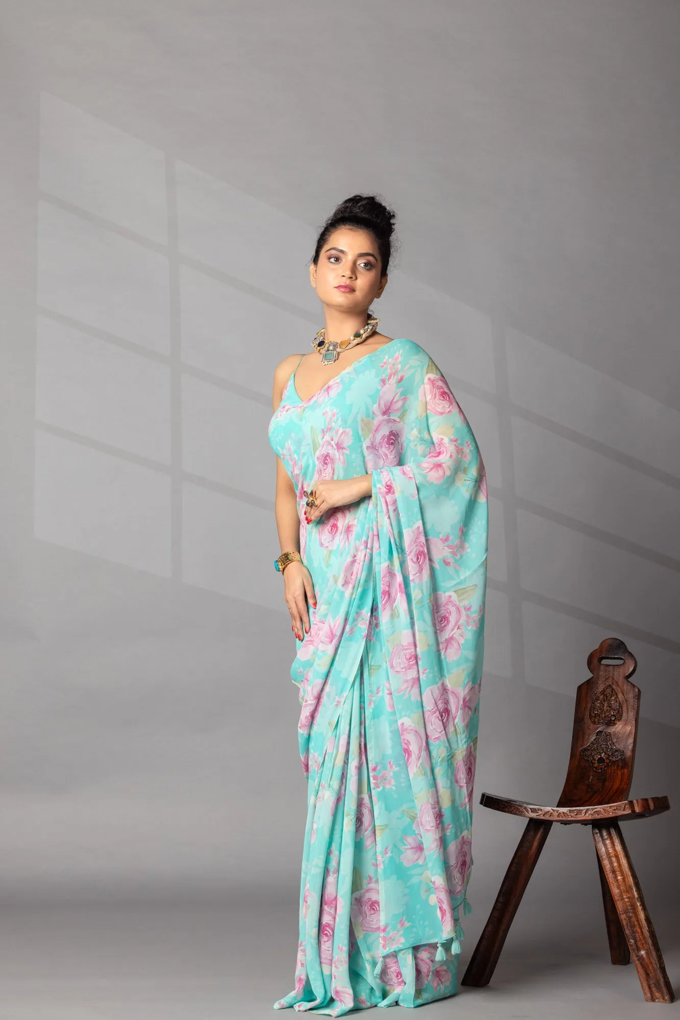 Digital Floral Printed Georgette Saree