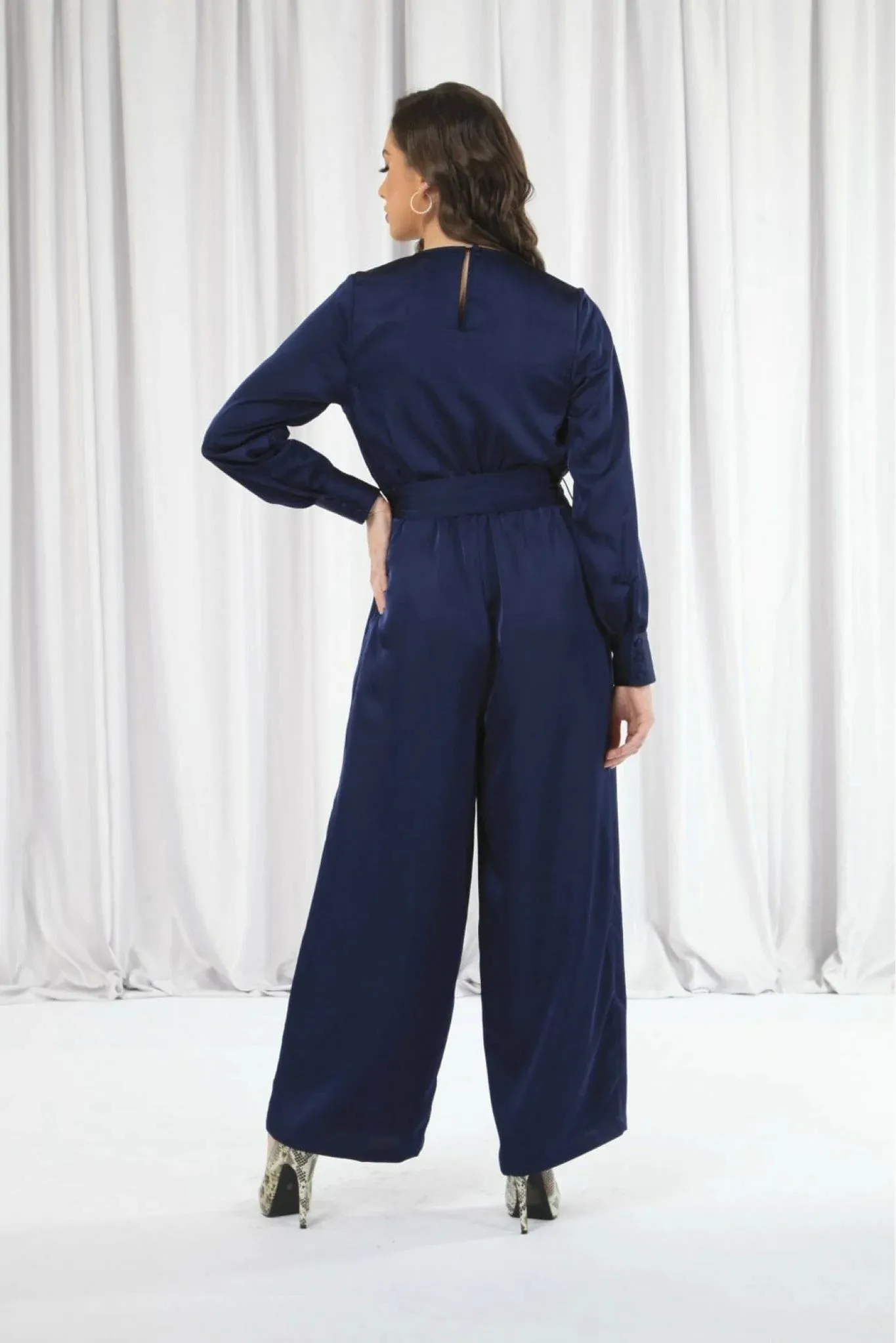 Double Second Lux Satin Wrap Jumpsuit