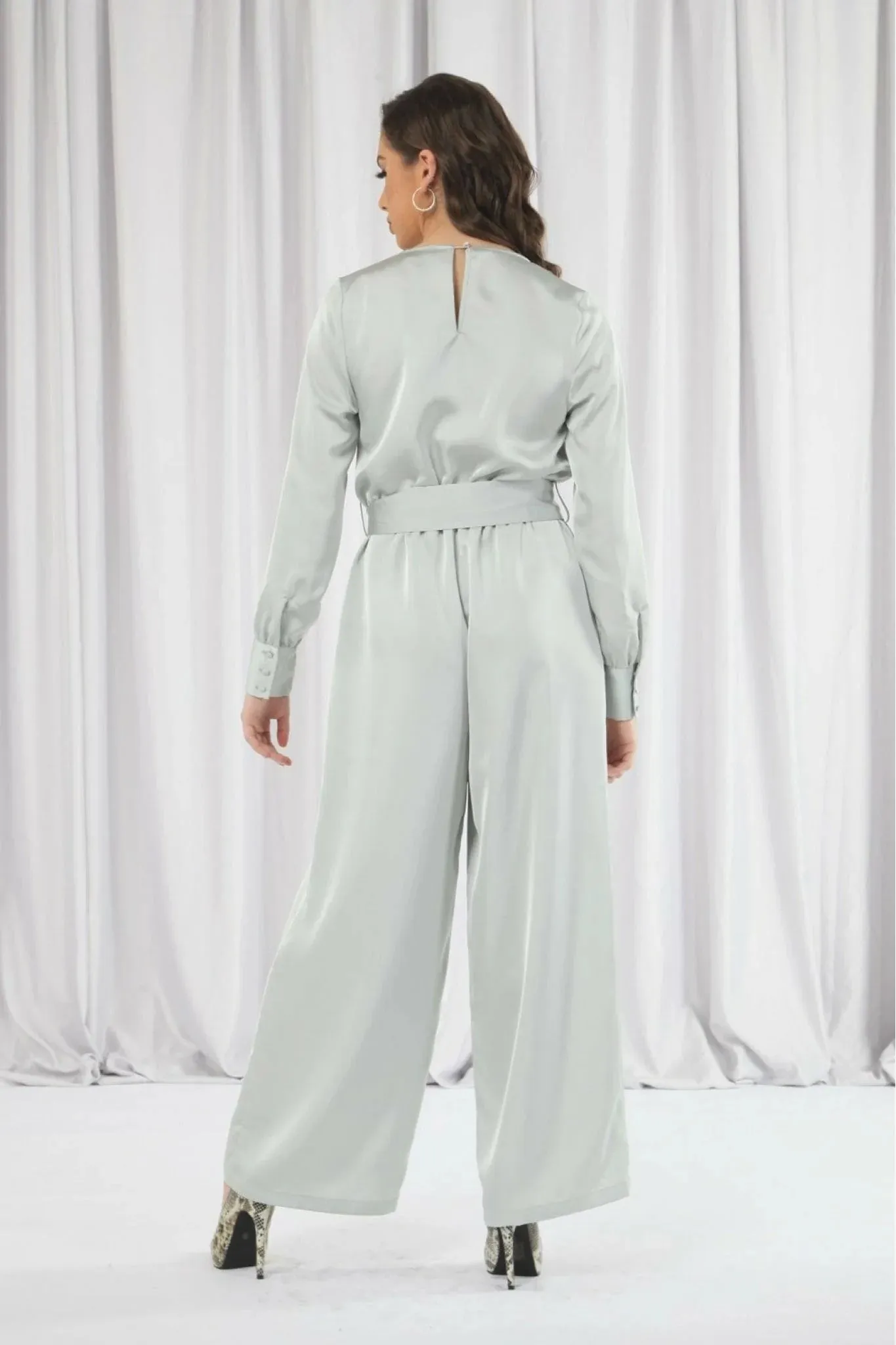 Double Second Lux Satin Wrap Jumpsuit