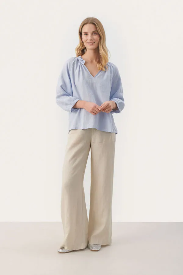 ELODY LINEN BLOUSE (HEATHER BLUE) - PART TWO