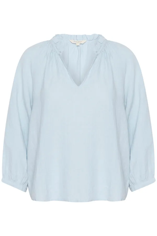 ELODY LINEN BLOUSE (HEATHER BLUE) - PART TWO