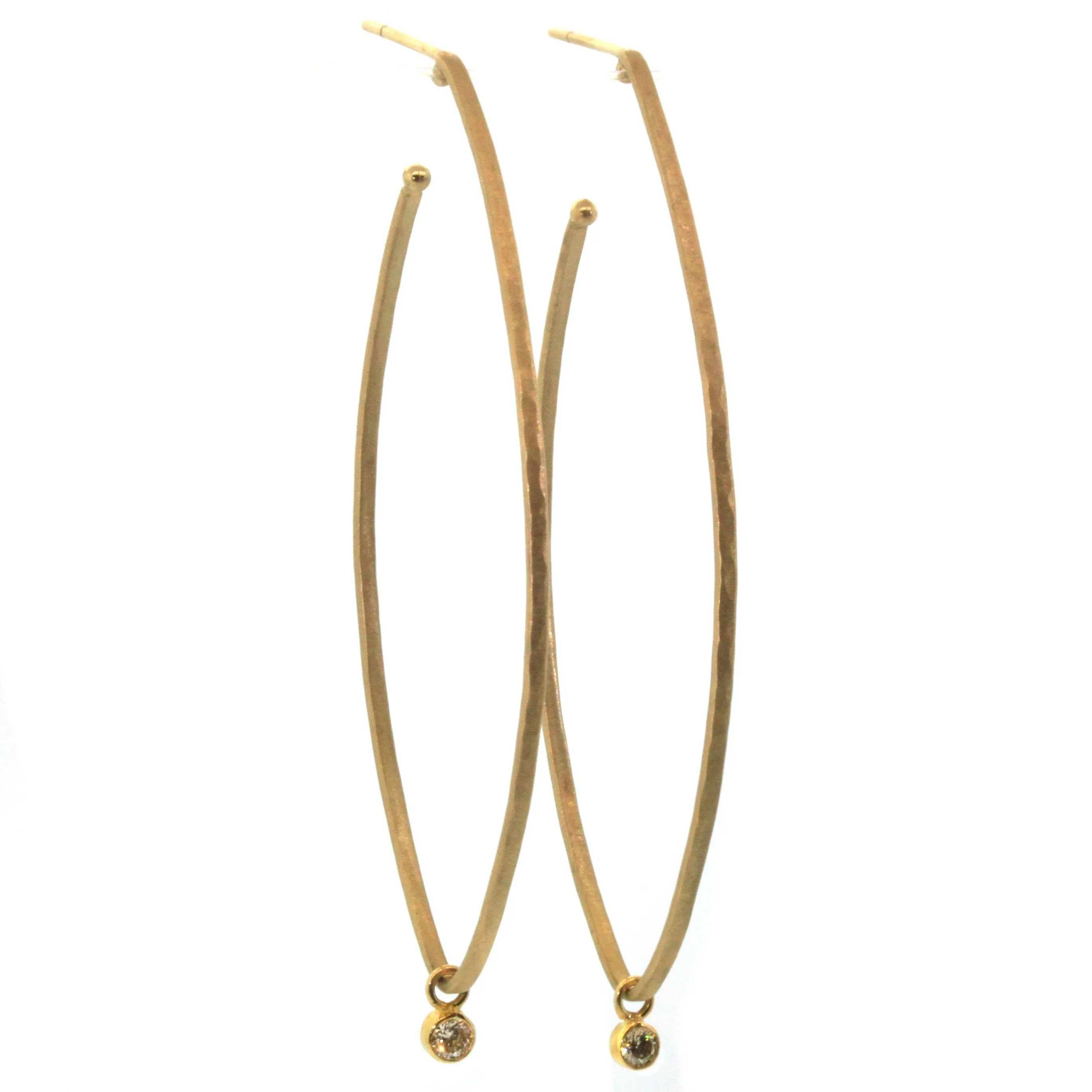 Elongated Diamond Dangle Hoops