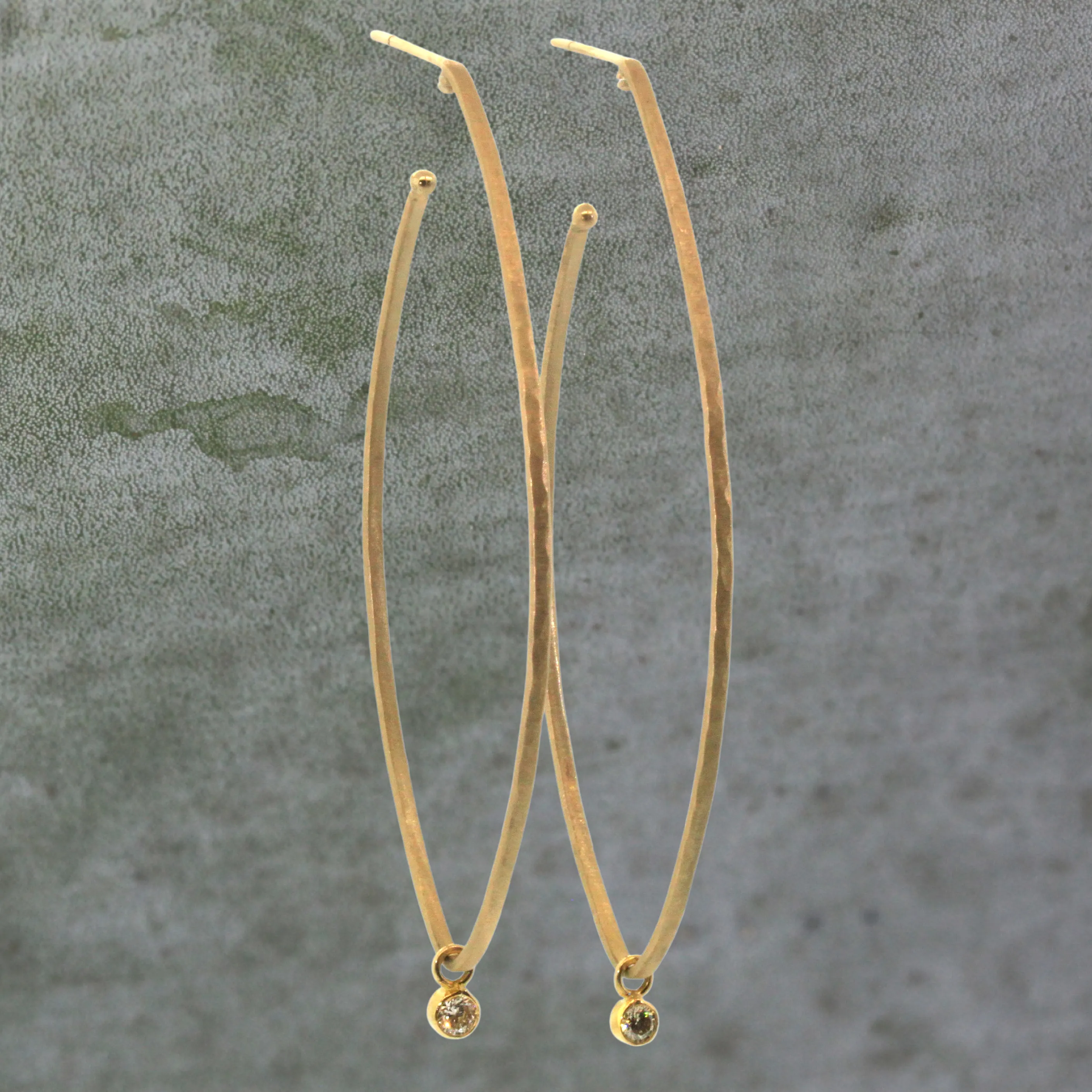 Elongated Diamond Dangle Hoops