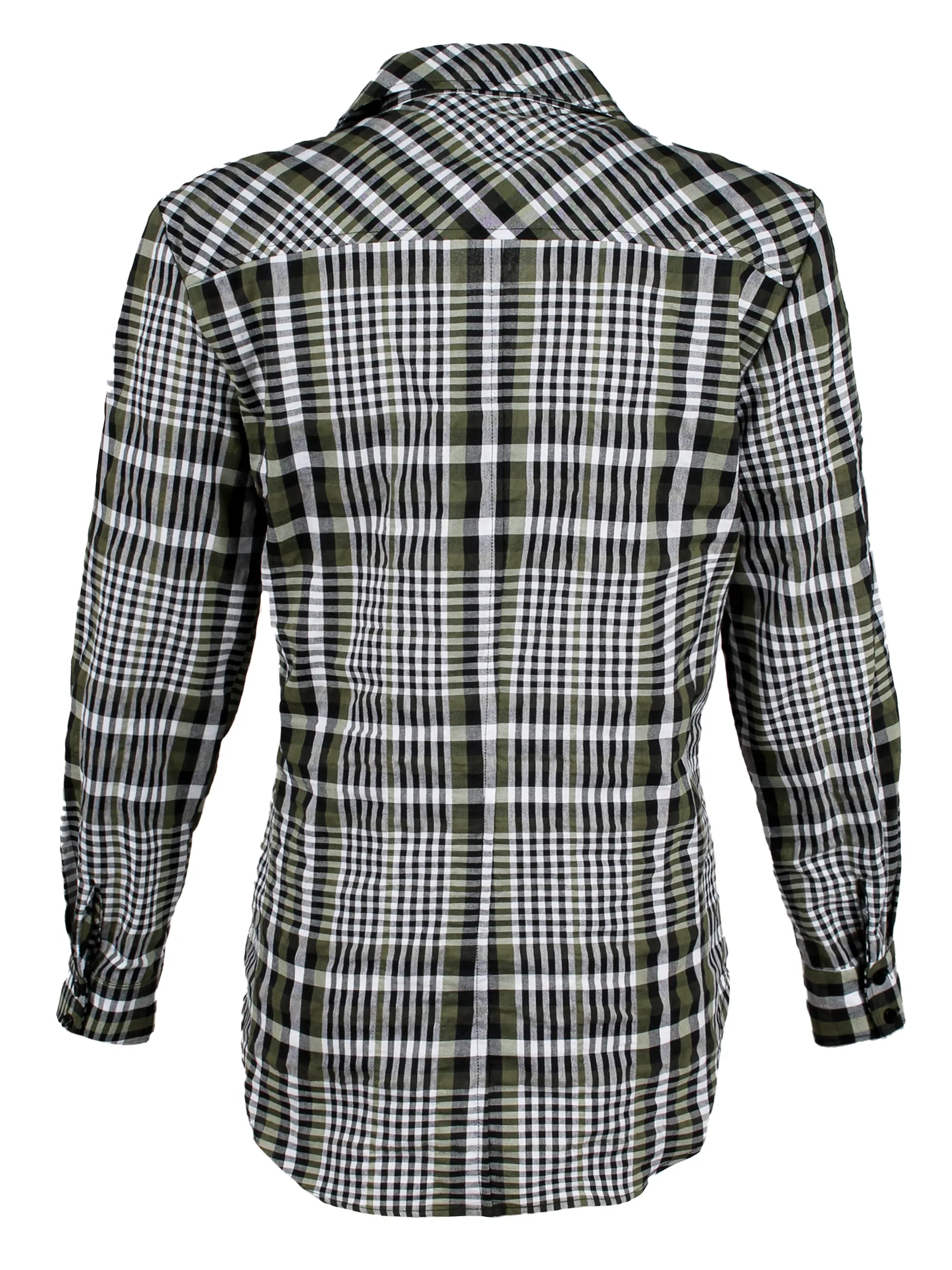 Endora Long Sleeve 1/2 Zip Shirt Crushed Evergreen Plaid