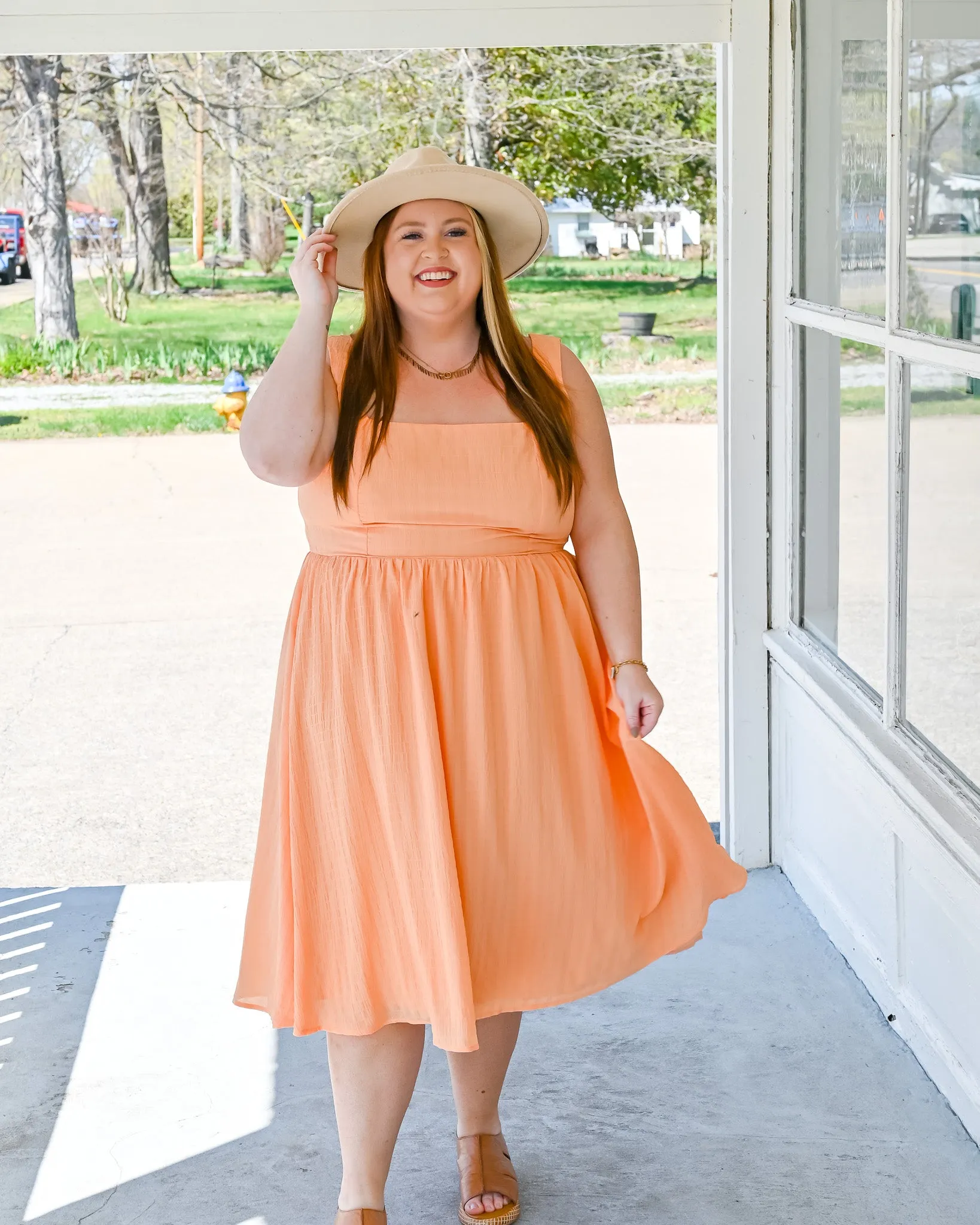 Field of Apricots Midi Dress PLUS