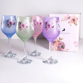 Floral Wine Glasses Set of 4