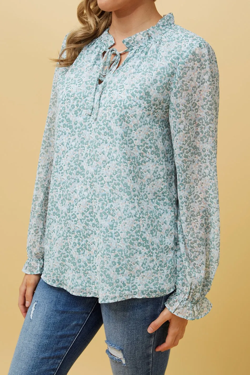 FRANCA FLORAL FRILL SLEEVE BLOUSE