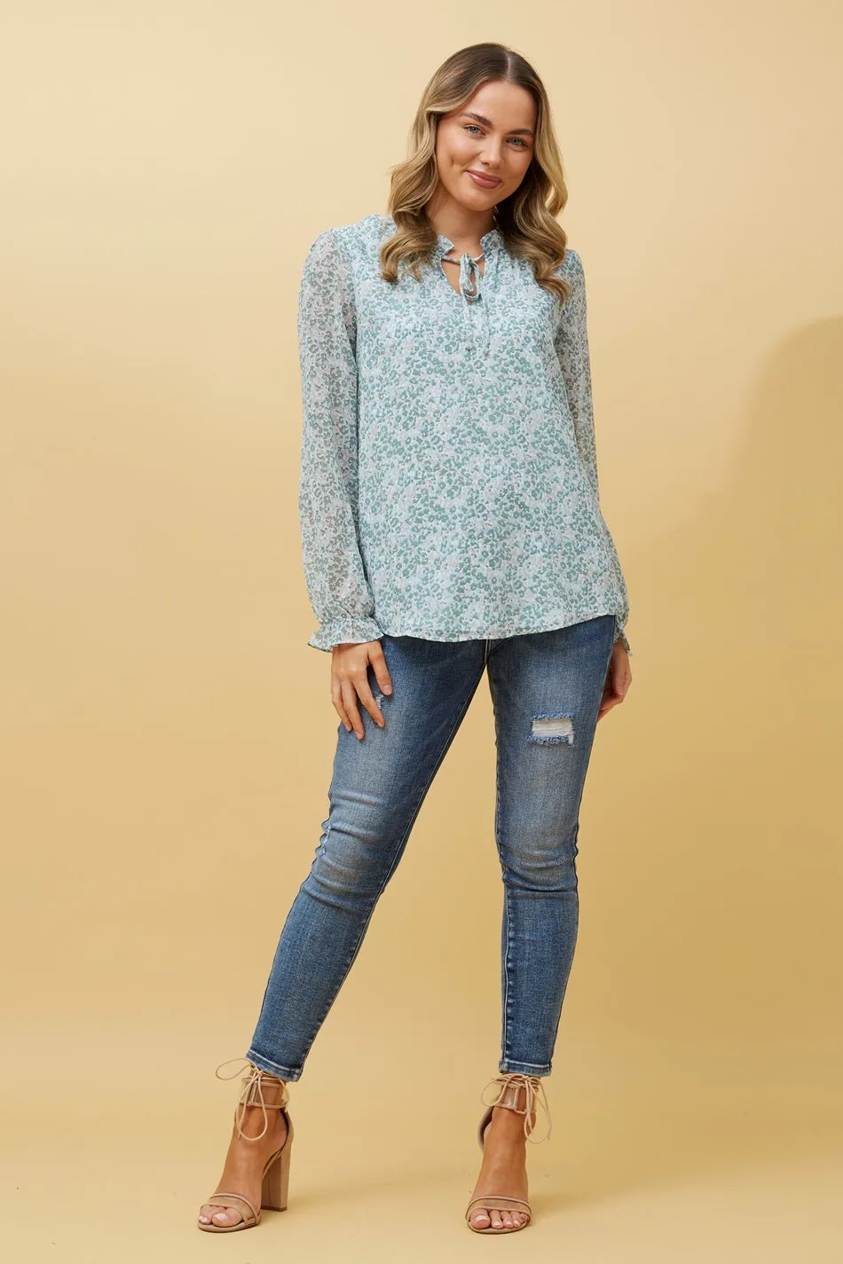 FRANCA FLORAL FRILL SLEEVE BLOUSE