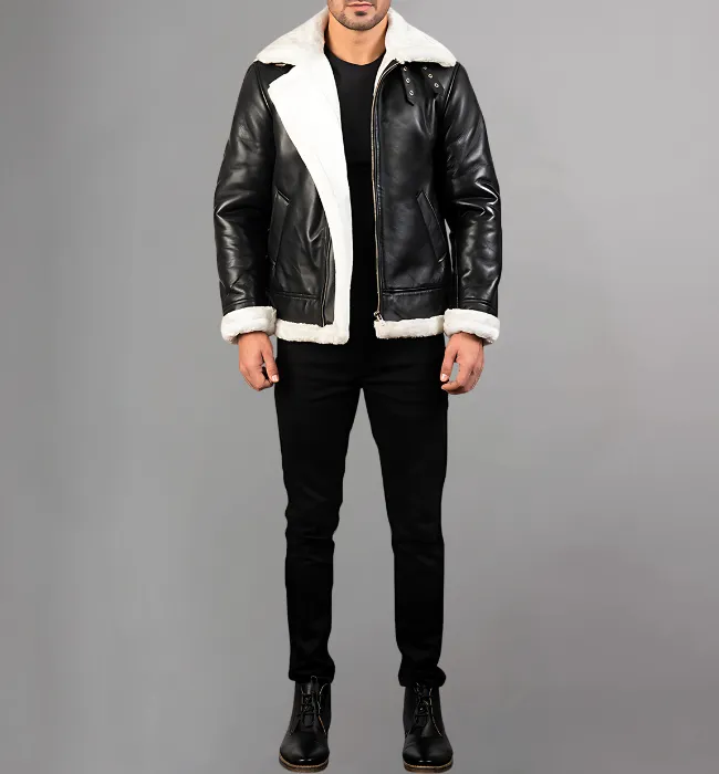 Francis B-3 Black Leather Bomber Jacket