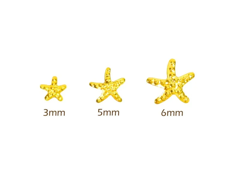 Gold Starfish Metal Studs - 10 pcs (3/5/6mm)