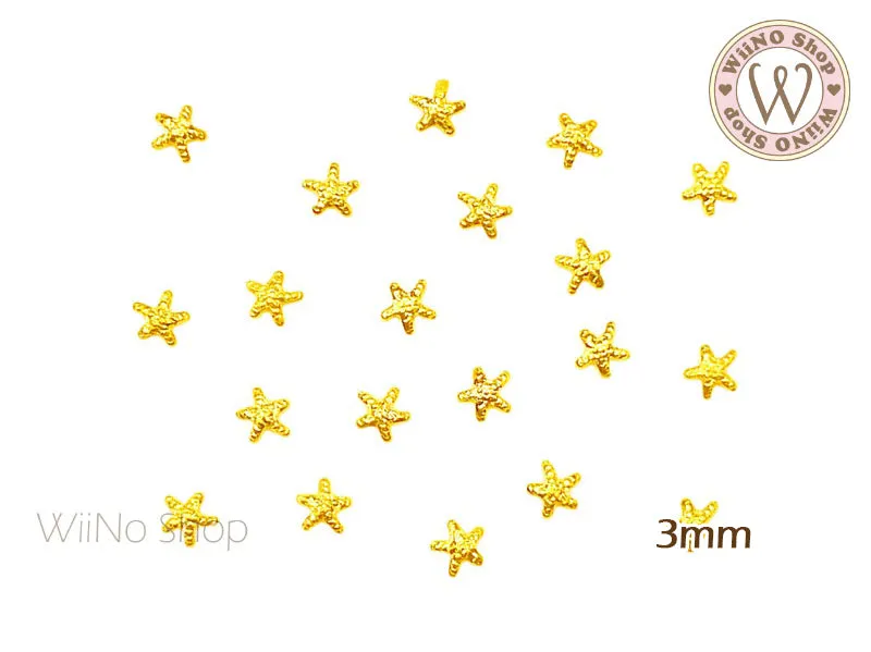 Gold Starfish Metal Studs - 10 pcs (3/5/6mm)