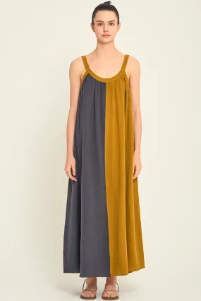 GRADE AND GATHER TWO TONE MAXI DRESS