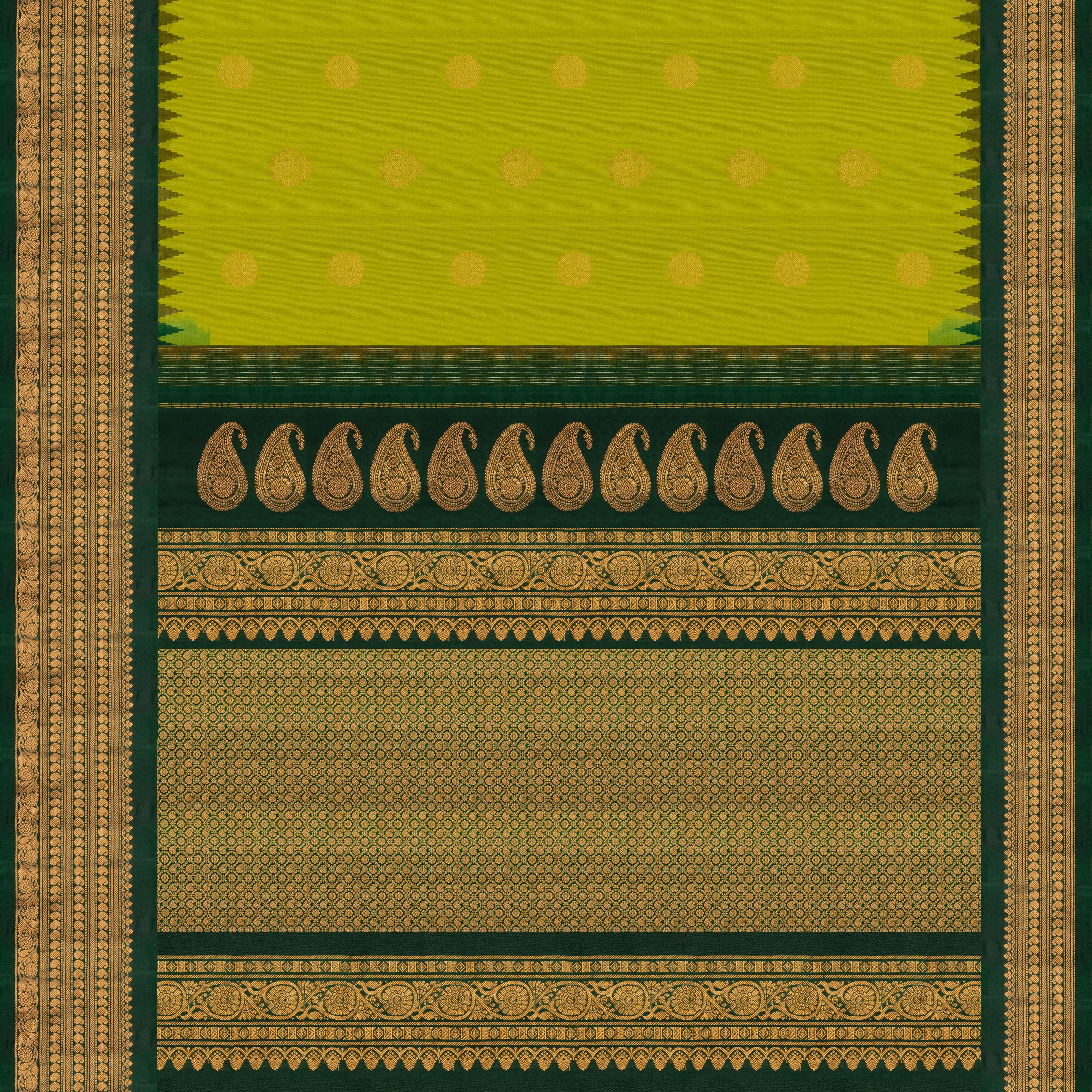 Handwoven Green Gadwal Silk Saree - 2033T010268DSC