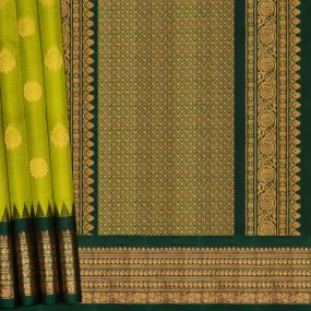 Handwoven Green Gadwal Silk Saree - 2033T010268DSC