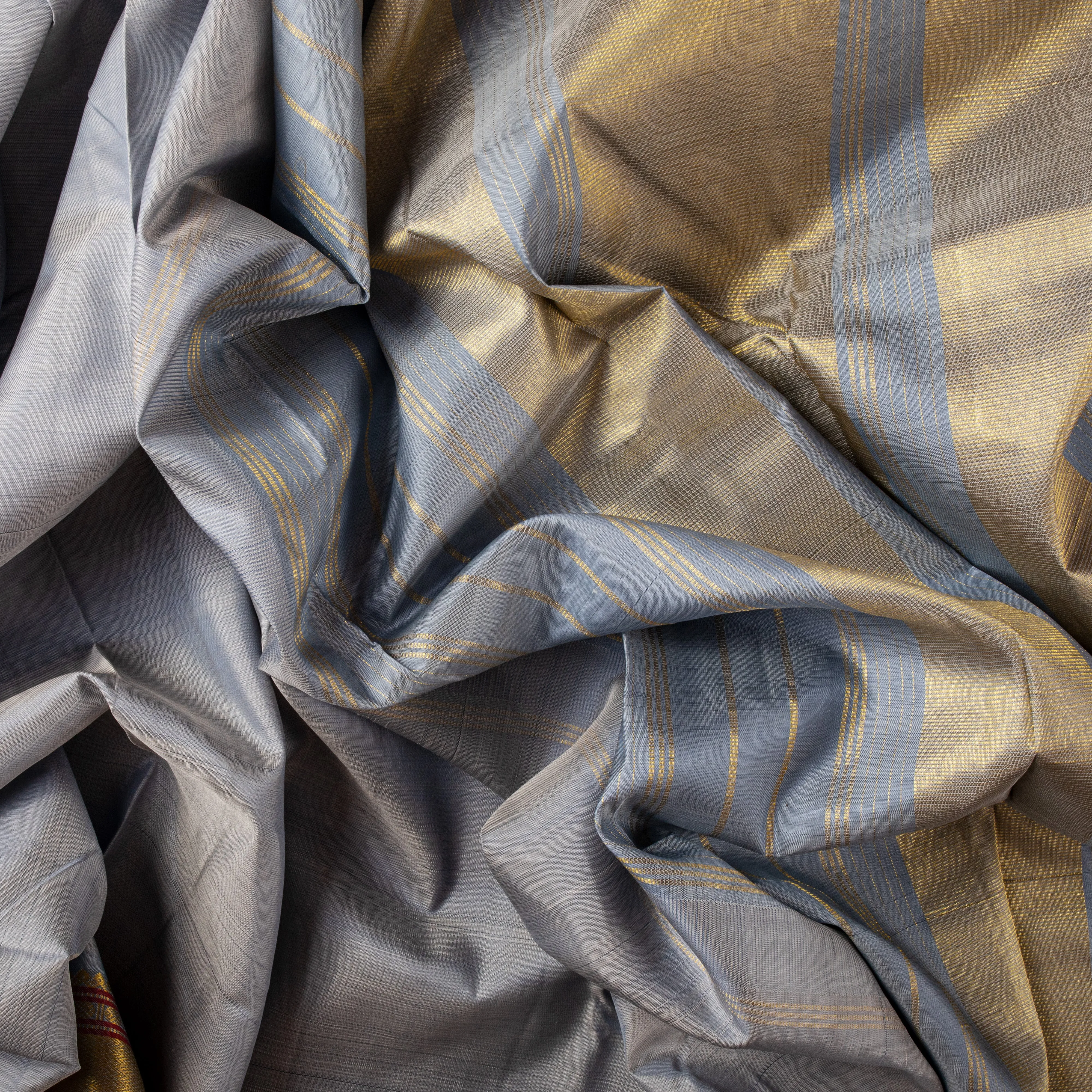 Handwoven Grey Kanjivaram Silk Saree -145T001758DSC