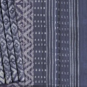 Handwoven Grey Tussar Silk Saree - 1929T009132DSC