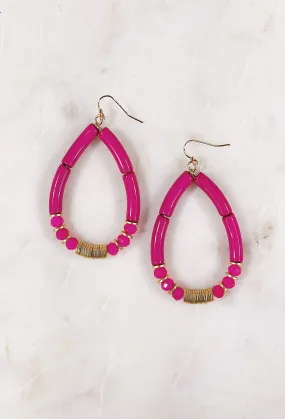 Happiest Here Acrylic Earrings in Fuchsia