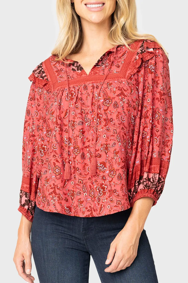 Harvest Moon Border Print Blouse