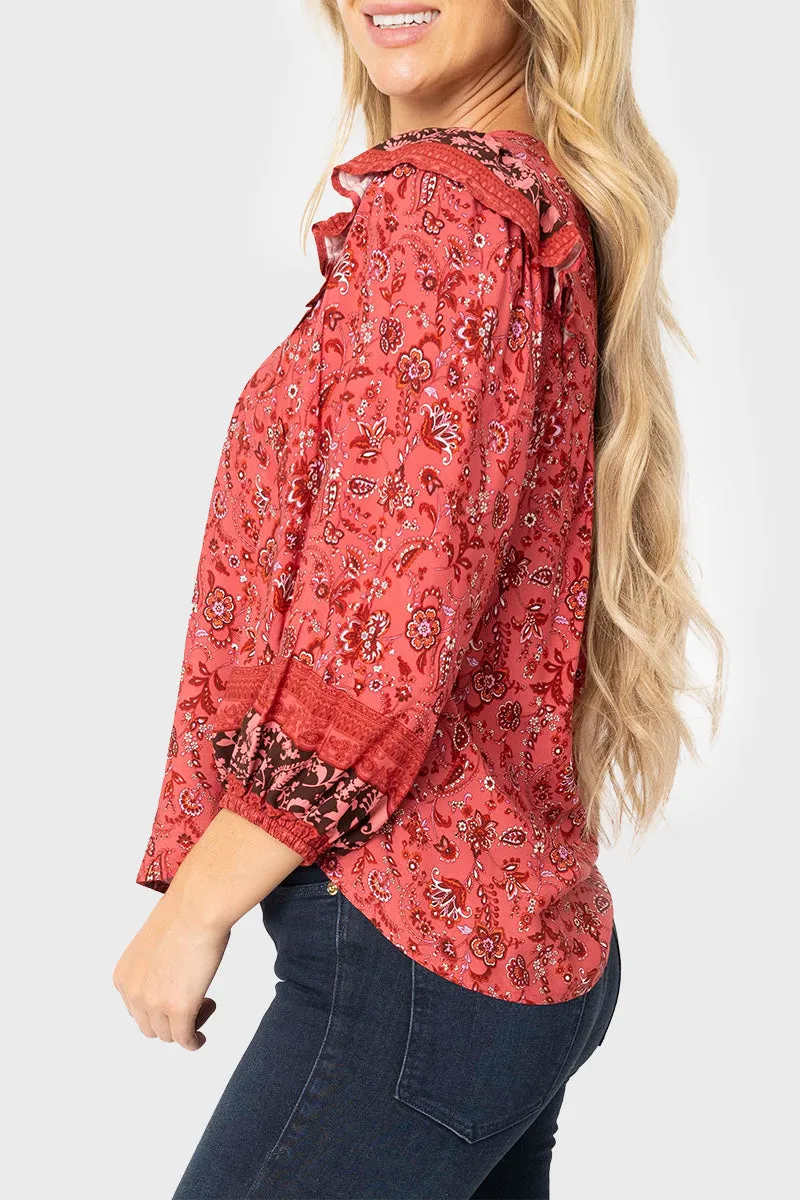 Harvest Moon Border Print Blouse