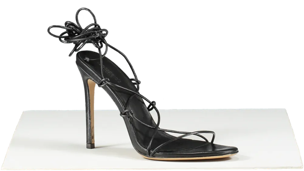 House of CB Tao Black Leather Barely There Sandals UK 6 EU 39 👠