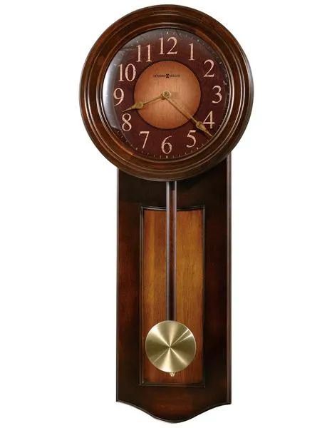 Howard Miller Avery Pendulum Wall Clock - Rustic Cherry Finish - Brown Dial