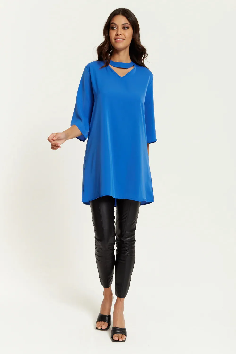 Hoxton Gal Oversized Detailed Neckline Tunic