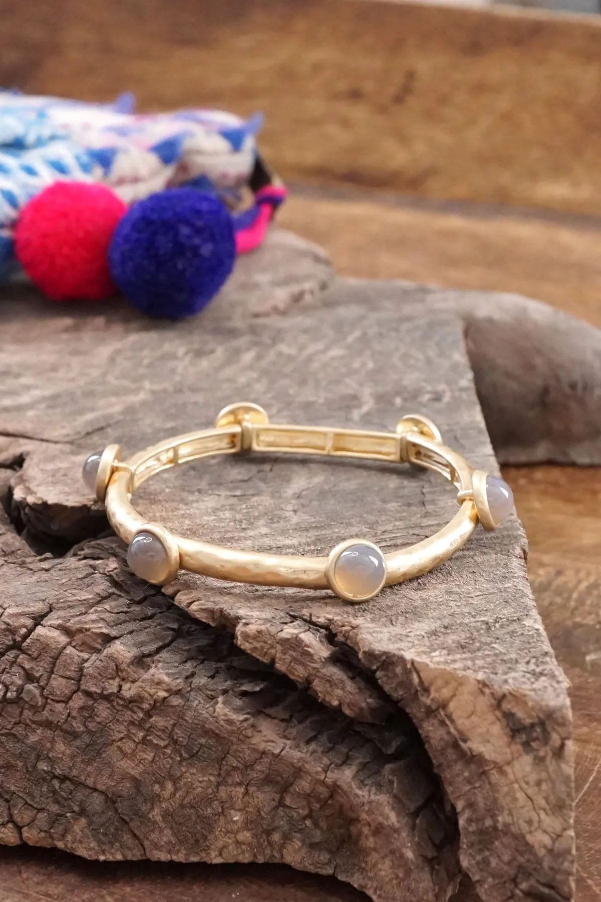 Jeweled Golden Bangle with semi precious stone dots