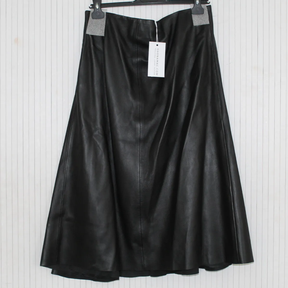 Joseph Brand New 1300 Black Barb Nappa Leather Maxi Skirt M/L