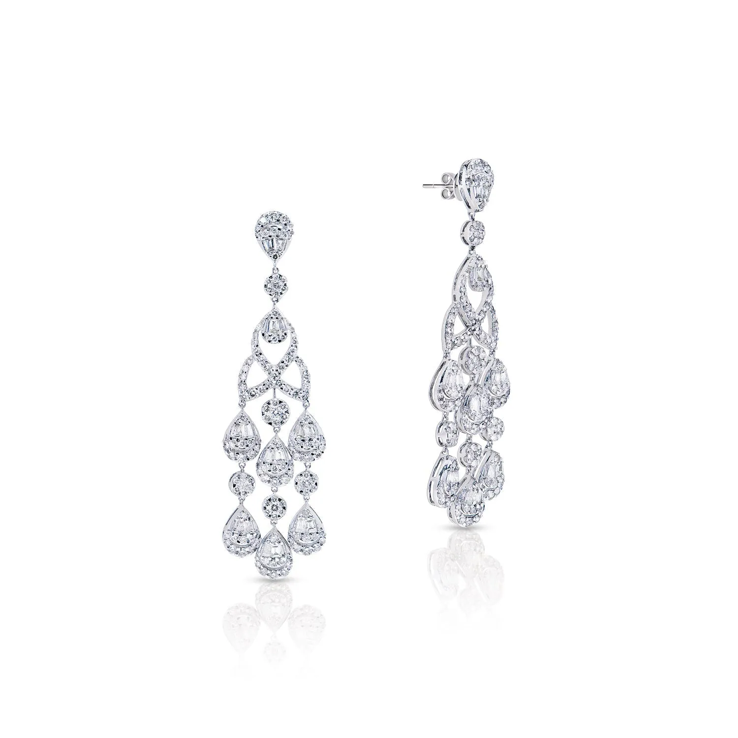 Kailani 6 Carat Combine Mix Shape Diamond Chandelier Earrings in 14k White Gold