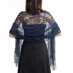 Lace Wedding Wraps, Cover ups, Evening Shawl - Navy Blue