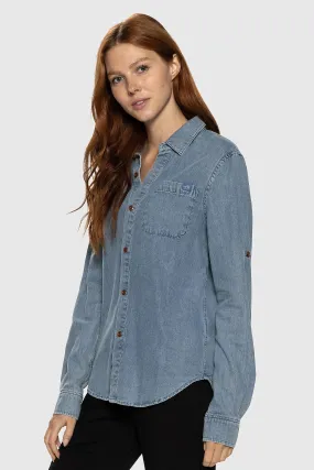 Ladies Denim Button Up