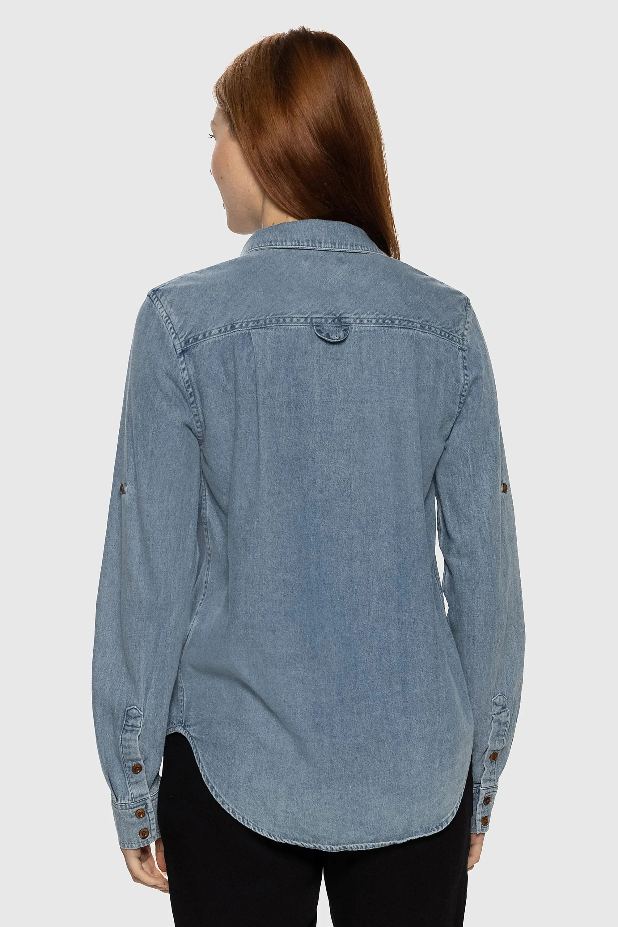 Ladies Denim Button Up