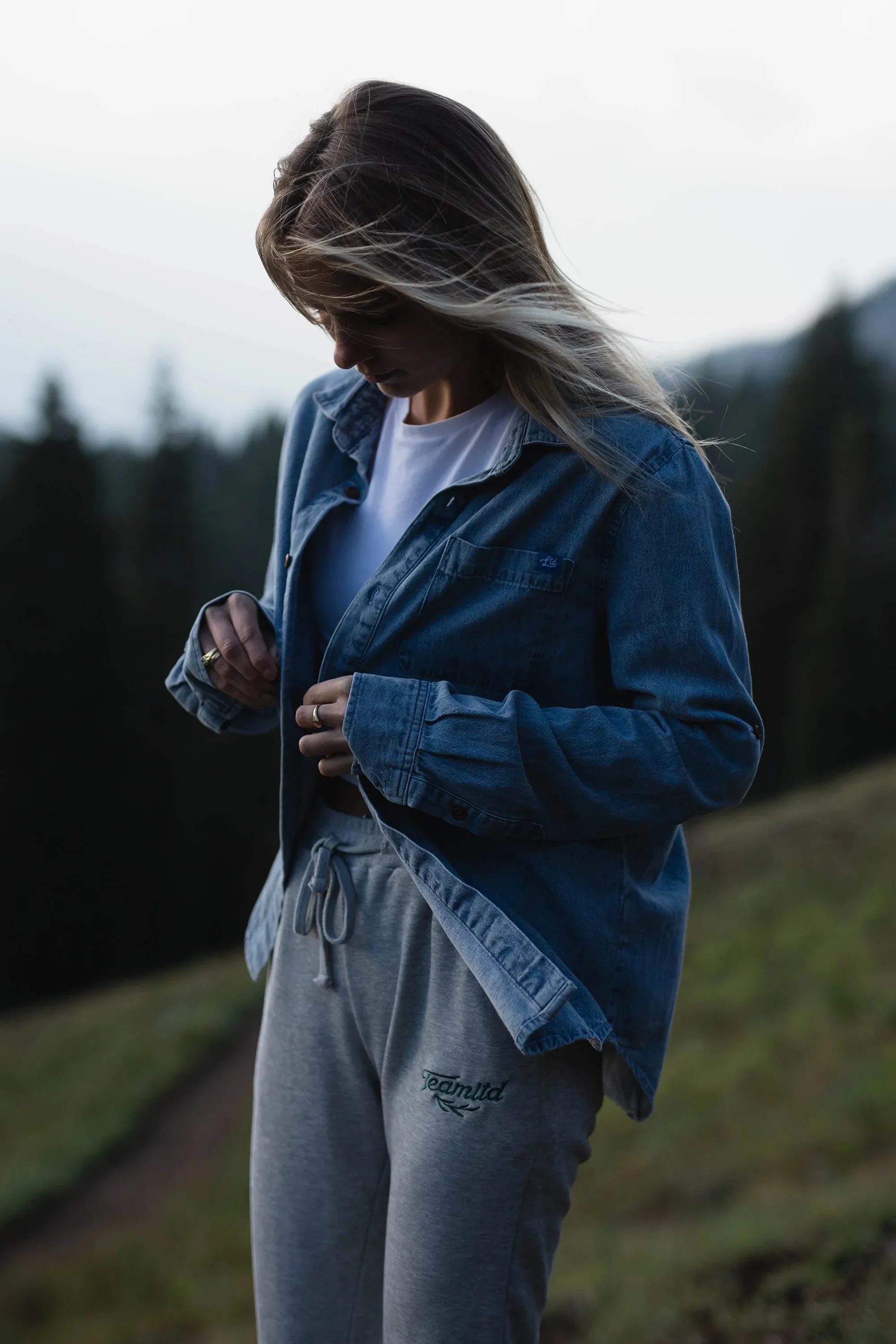 Ladies Denim Button Up