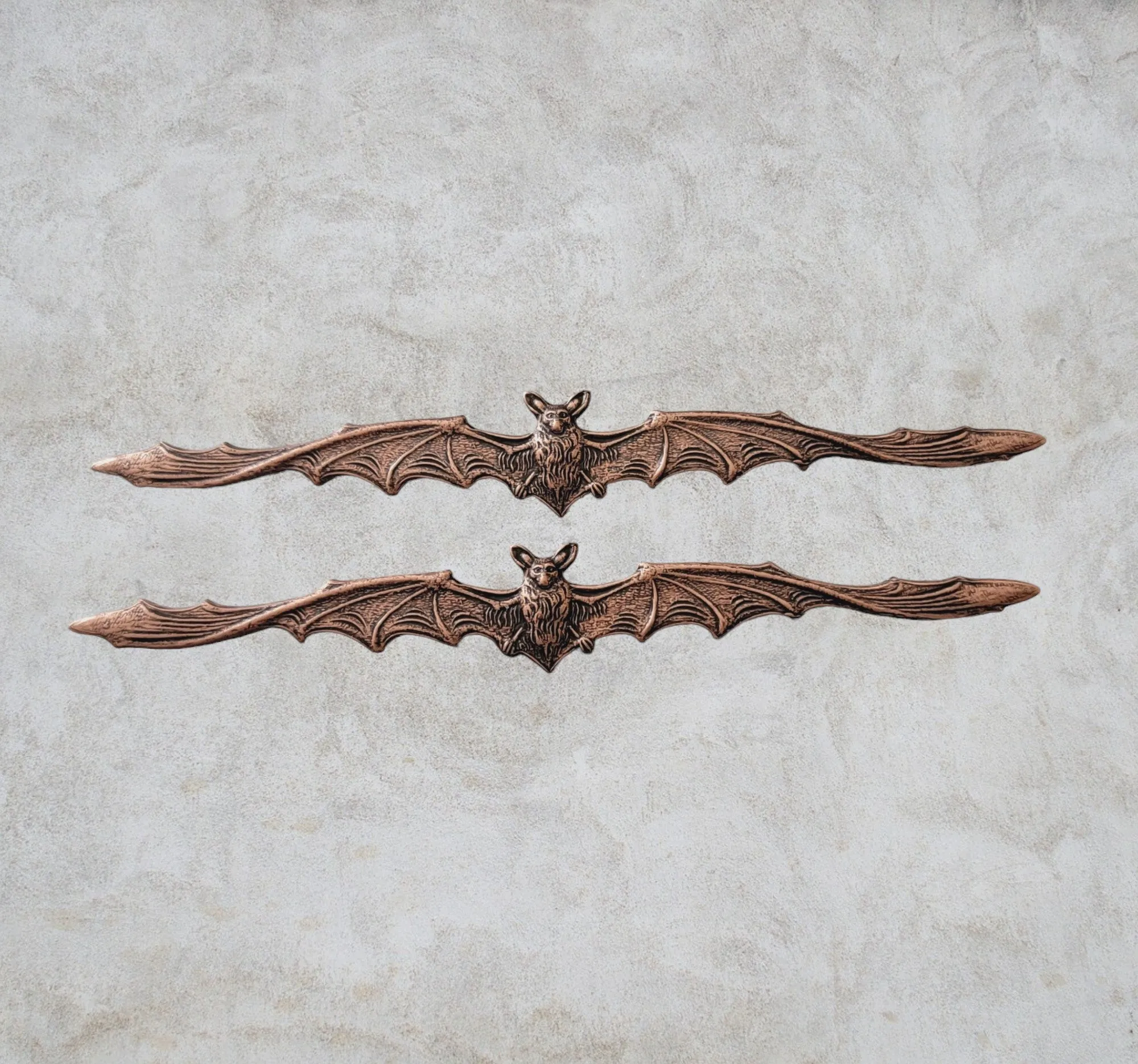 Large Oxidized Copper Bat In Flight Stampings x 2 - 2782COFF