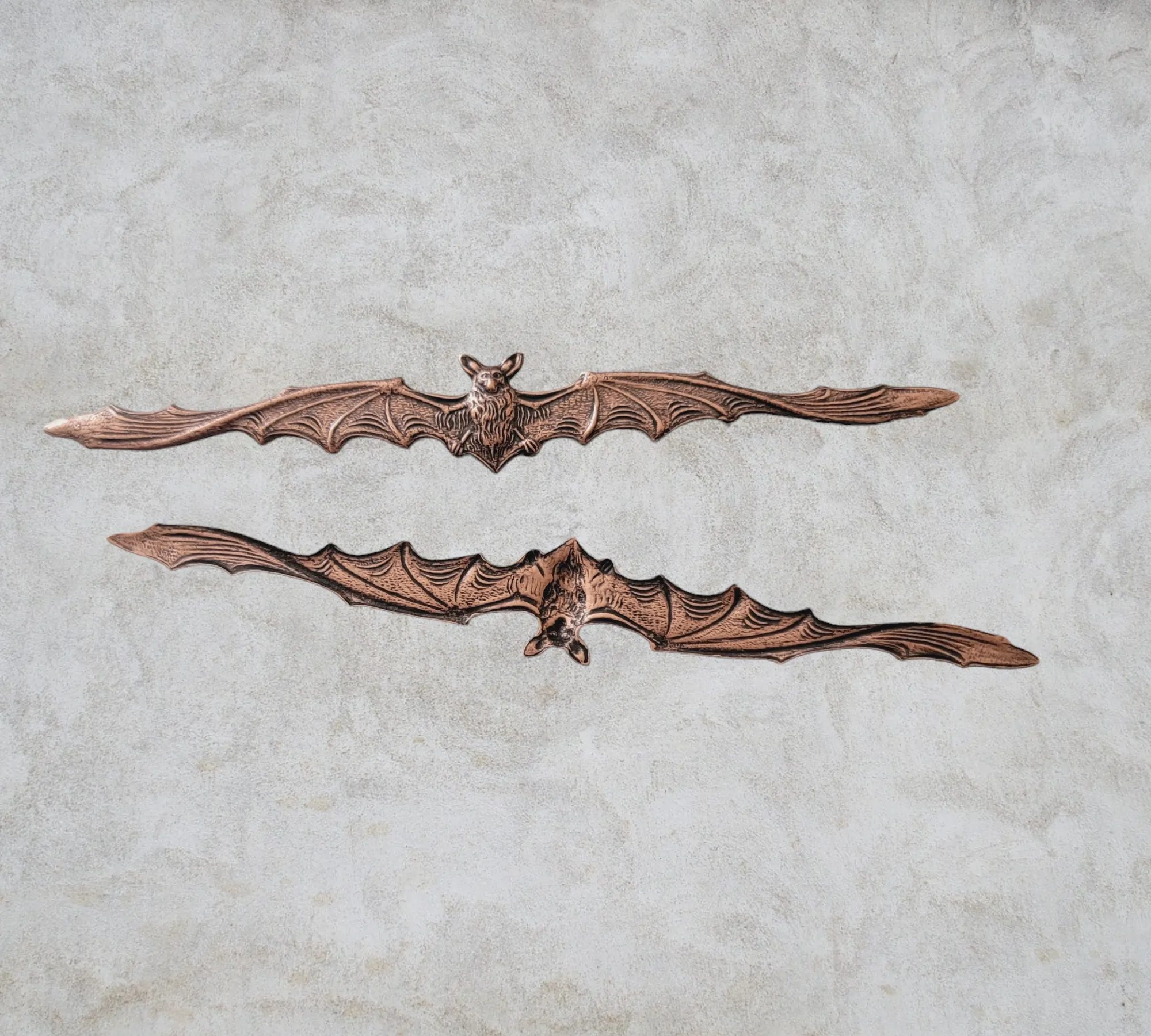 Large Oxidized Copper Bat In Flight Stampings x 2 - 2782COFF