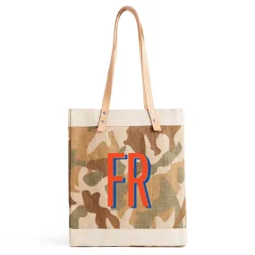 Market Tote in Safari with Large Monogram