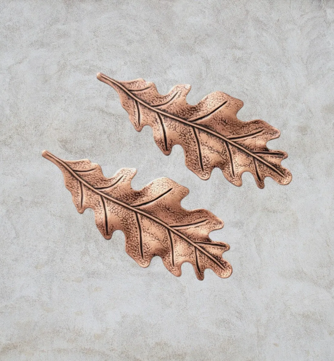 Medium Oxidized Copper Oak Leaf Stampings x 2 - 2988COS