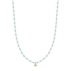 Mini Gigi Turquoise necklace, Rose Gold 1 Diamond, 15.7"