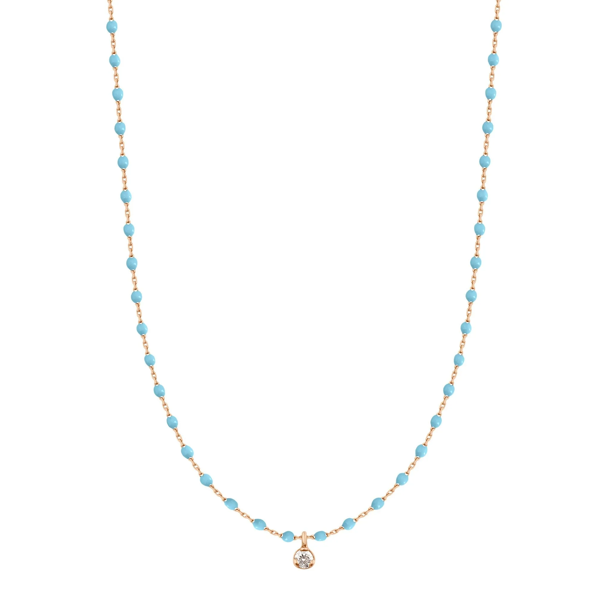 Mini Gigi Turquoise necklace, Rose Gold 1 Diamond, 15.7"