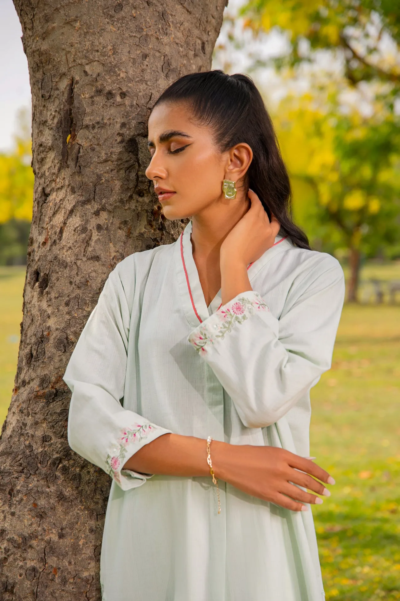 MINT GREEN EMBROIDERED SHIRT