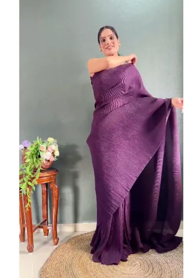 One Minute Saree Purple Ready to Wear Sari