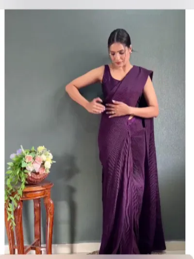 One Minute Saree Purple Ready to Wear Sari