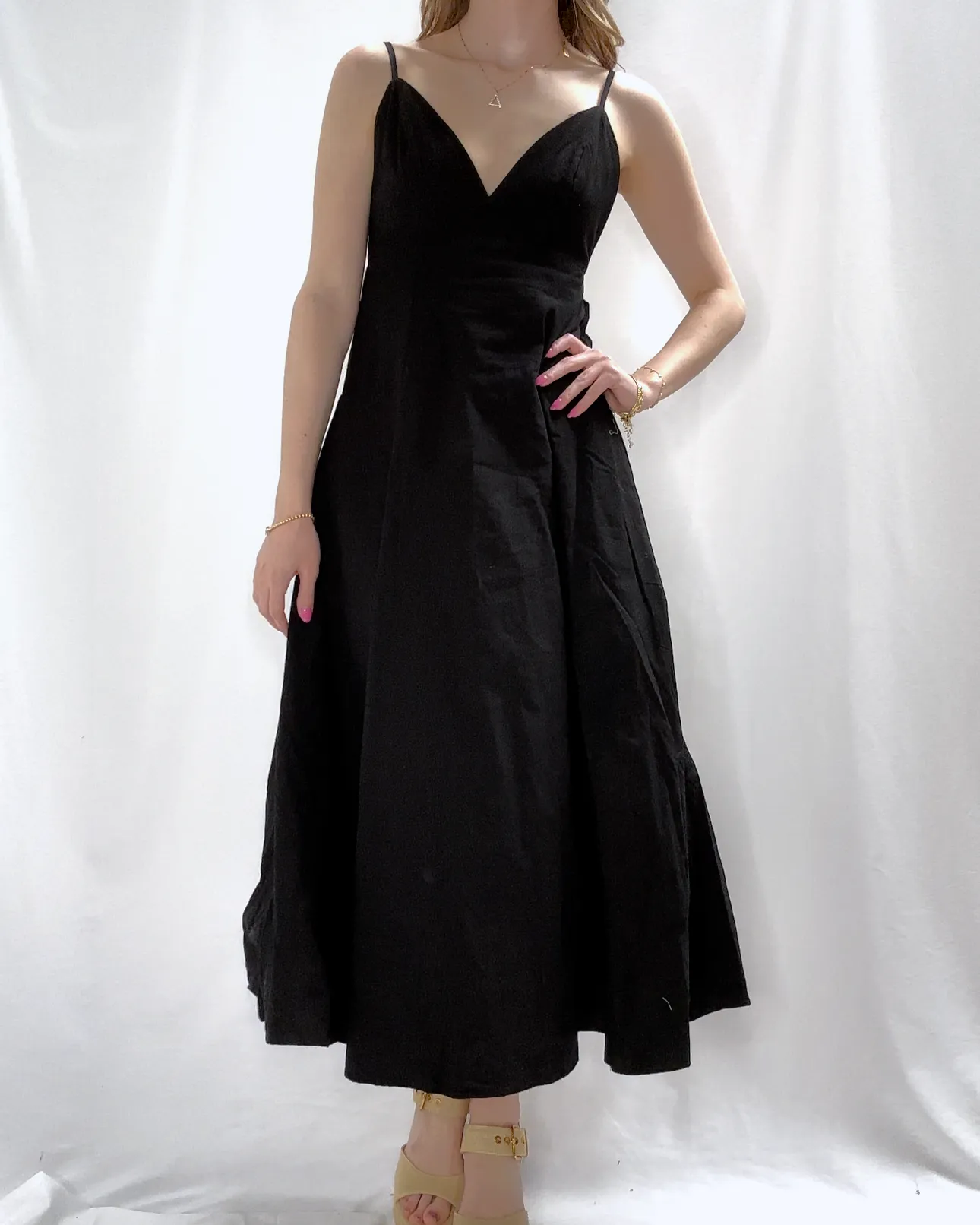 Open Back Maxi Dress - Black