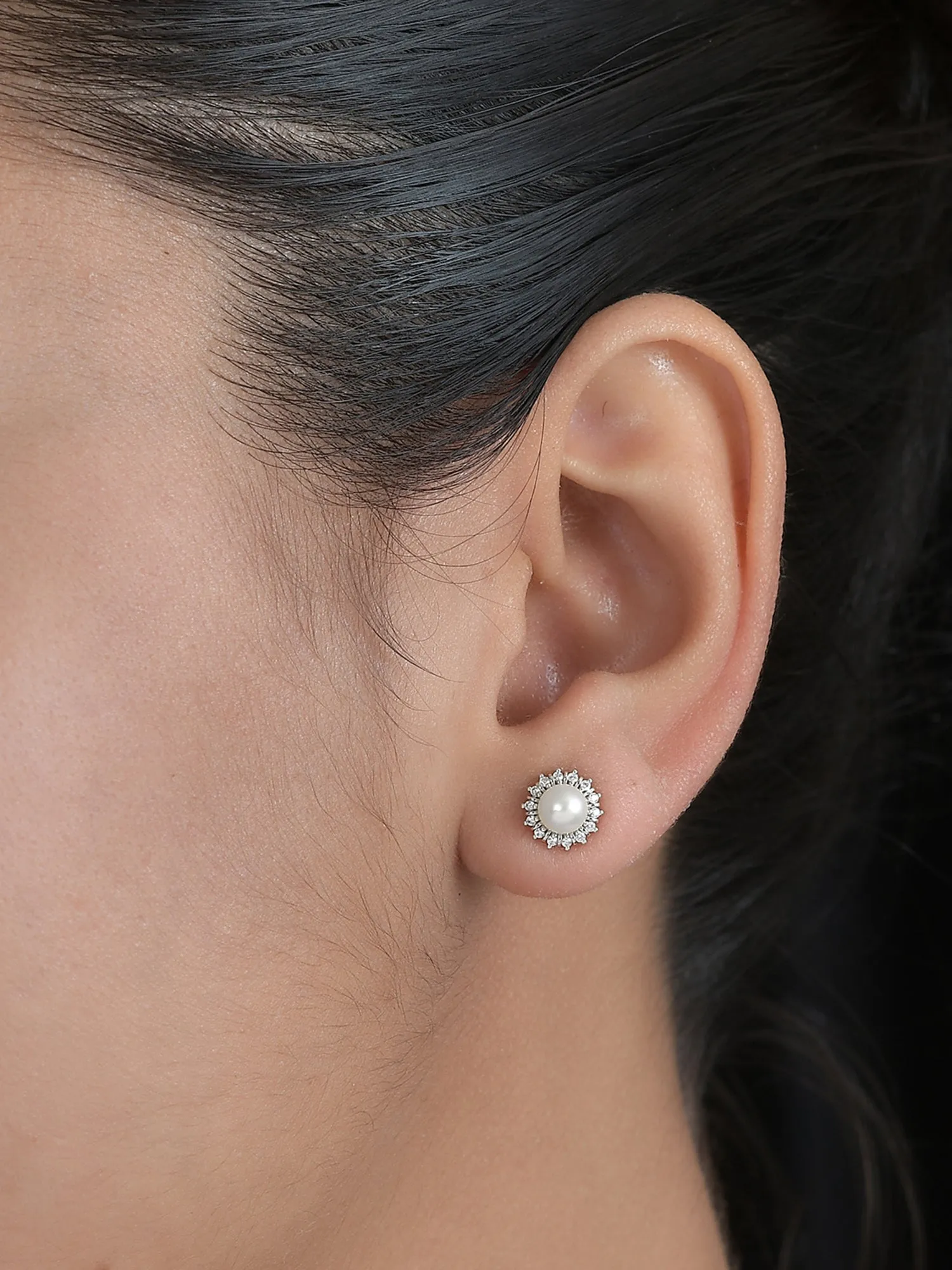 Ornate Jewels Pure Pearl Stud Earrings For Women