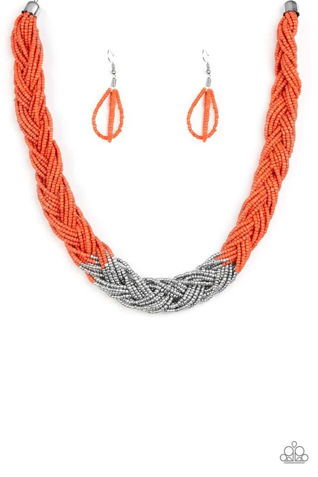 Paparazzi Accessories - Brazilian Brilliance - Coral  #N104 Box 2 - Orange Necklace