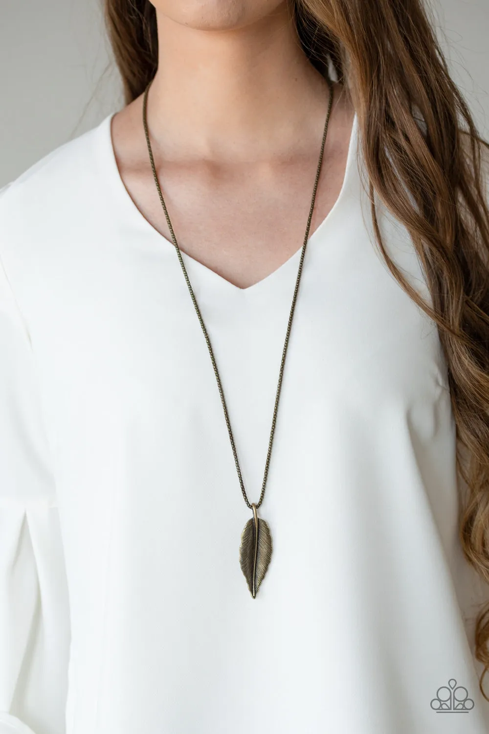 Paparazzi Feather Forager Brass Necklace Set