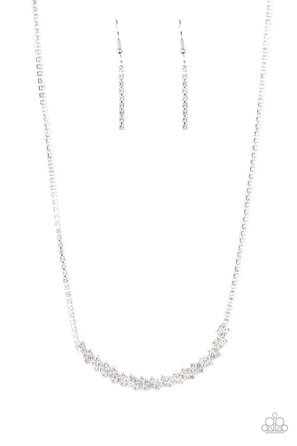 Paparazzi Glamour Glow White Necklace Set