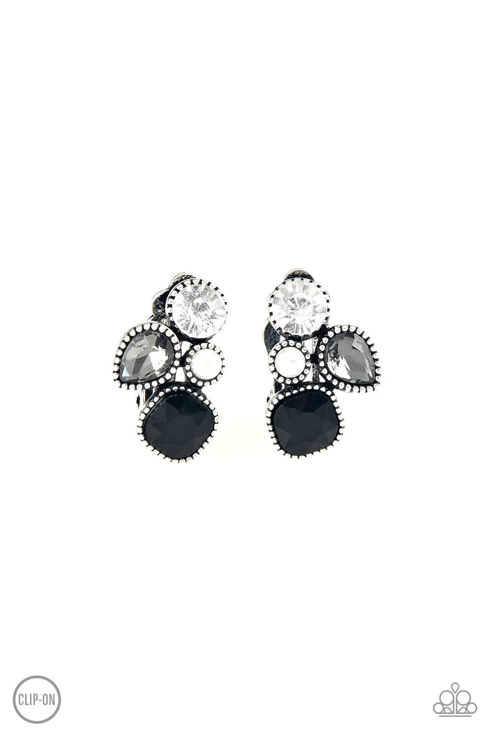 Paparazzi Super Superstar Black Clip On Earrings